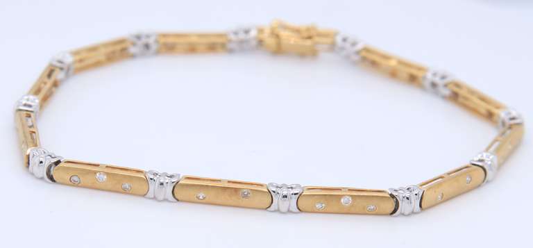 Elegant Yellow Gold Flush Set Matte Diamond Bracelet