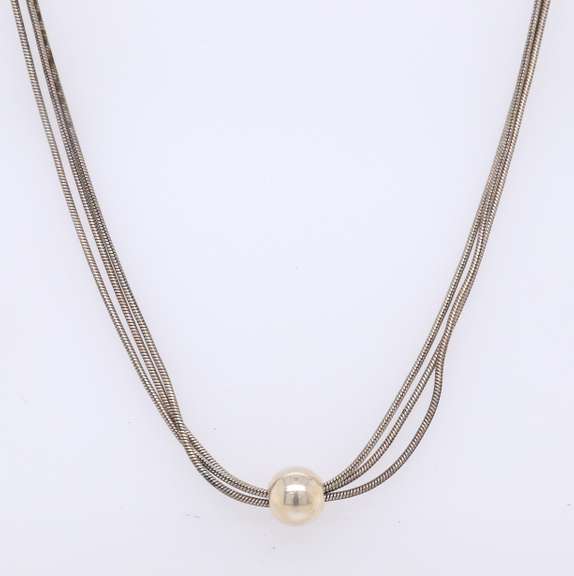 Vintage Italian 925 Sterling Silver Triple Strand Necklace