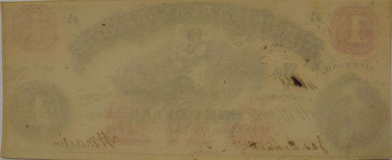 July 21 1862 $1 Virginia Treasury Note Uncirculated.