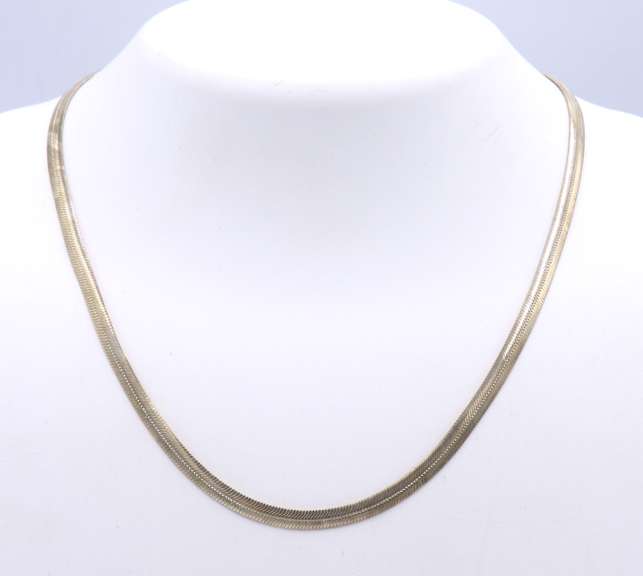 Vintage 925 Sterling Sliver Flat Chain Necklace