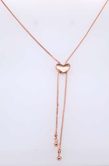 925 Sterling Silver Heart Shaped Lariat Necklace