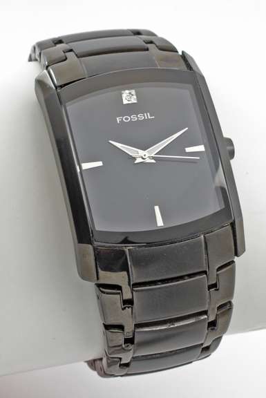 Bold Fossil Quartz Watch in Black SS