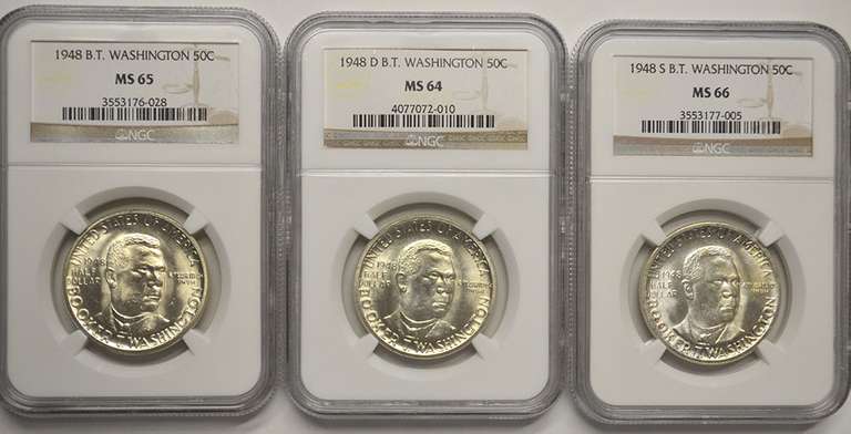 1948 P-D-S Set Of Booker T. Washington 50C NGC MS64-6