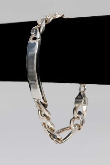 .925 Sterling Silver 11mm 3+1 Figaro Link ID Bracelet 8 Inches
