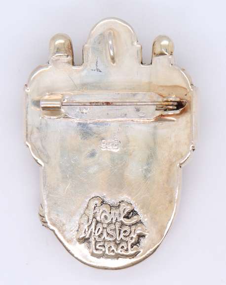 Frank Meisler Israel and Lapis Signed 925 Sterling Silver Pendant Brooch