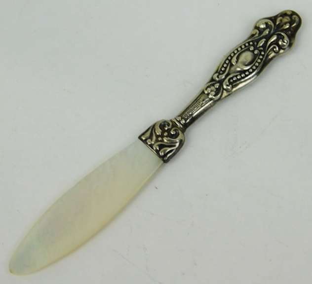 Antique Miniature Sterling & Mother of Pearl Letter Opener