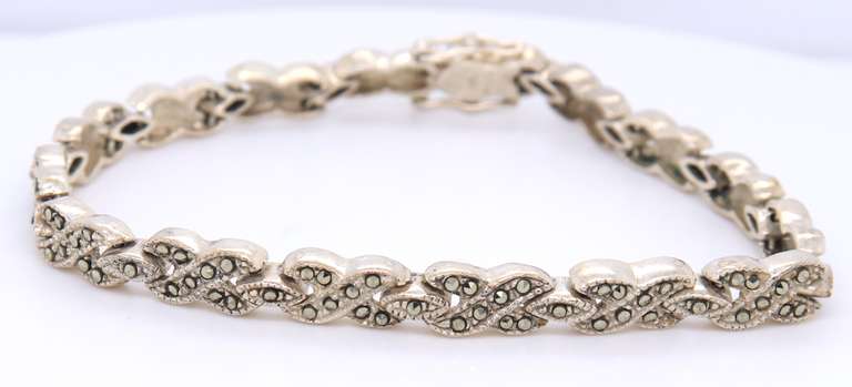Vintage 925 Sterling Silver Signed Cubic Zirconia Bracelet