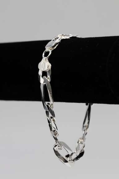 .925 Italian Sterling Silver 11mm Figaro Bracelet 8 Inches