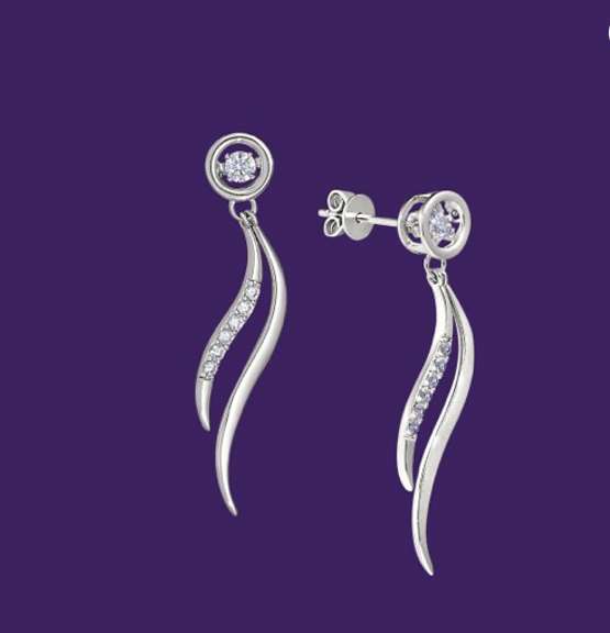14k White gold $ 0.1ct Dancing Diamond Wings earrings