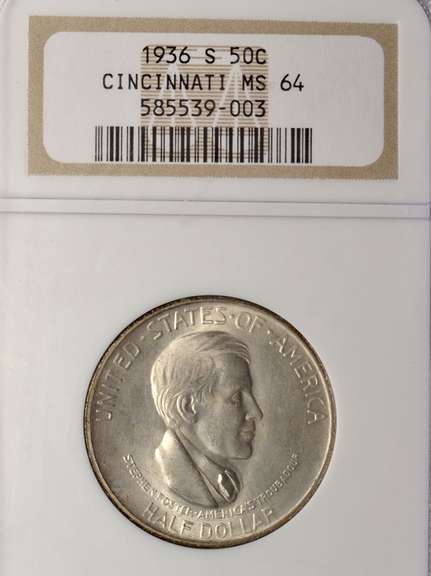 1936-S Cincinnati Commemorative Half Dollar NGC MS64