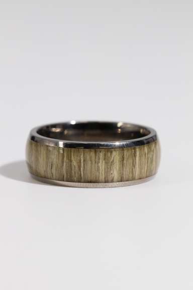 8mm Titanium Wedding Band w/Wood Inlay Size 10