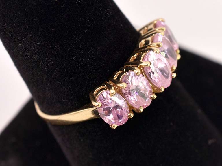 Sparkling Pink CZ Ring in 10K Yellow Gold