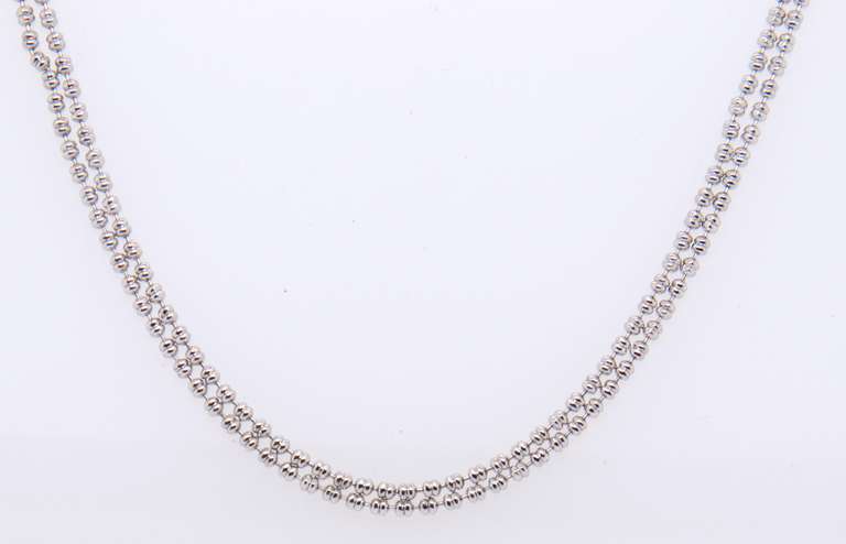 Vintage Italian 925 Sterling Silver Beads Double Chain Necklace