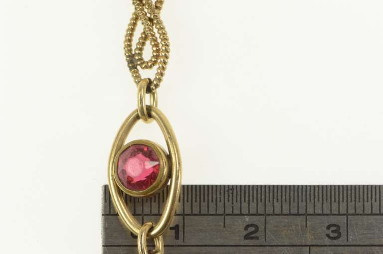 Gold Filled Ornate Retro Sim. Ruby Ornate Twist Link Bracelet