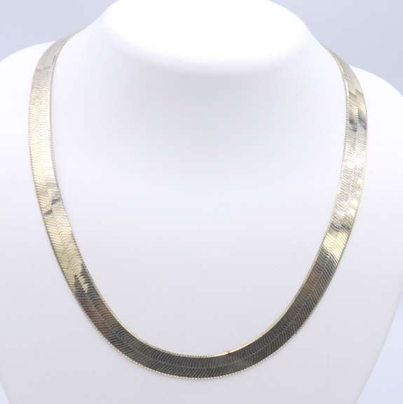 Vintage Italian 925 Sterling Silver Herringbone Necklace