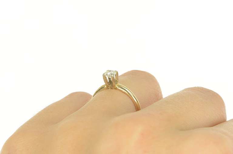 14K Yellow Gold 0.28 Ct Round Diamond Solitaire Engagement Ring