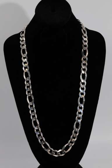 .925 Sterling Silver 13.5mm Figaro Chain 30 Inch