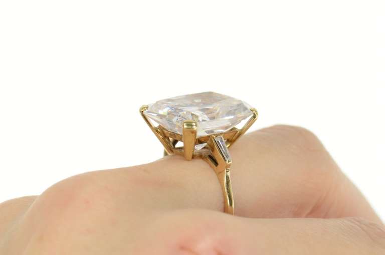 9K Yellow Gold Emerald Cut Solitaire Travel Engagement Ring