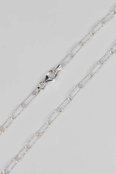 .925 Sterling Silver 3mm Diamond Cut Paperclip Chain 16 Inches