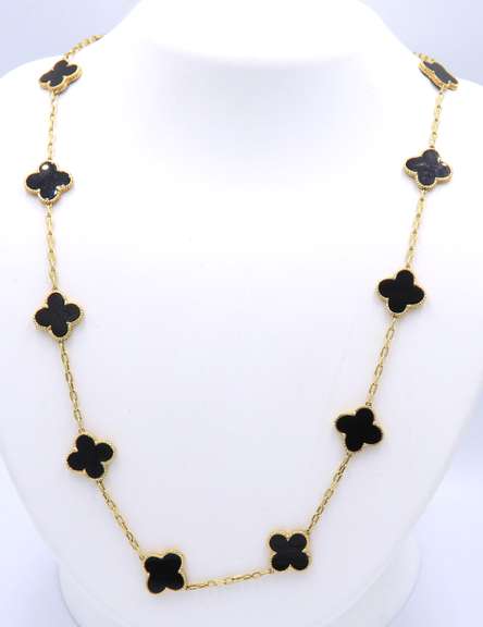 Fabulous 18kt Yellow Gold 20 Motifs Black Onyx Long Necklace