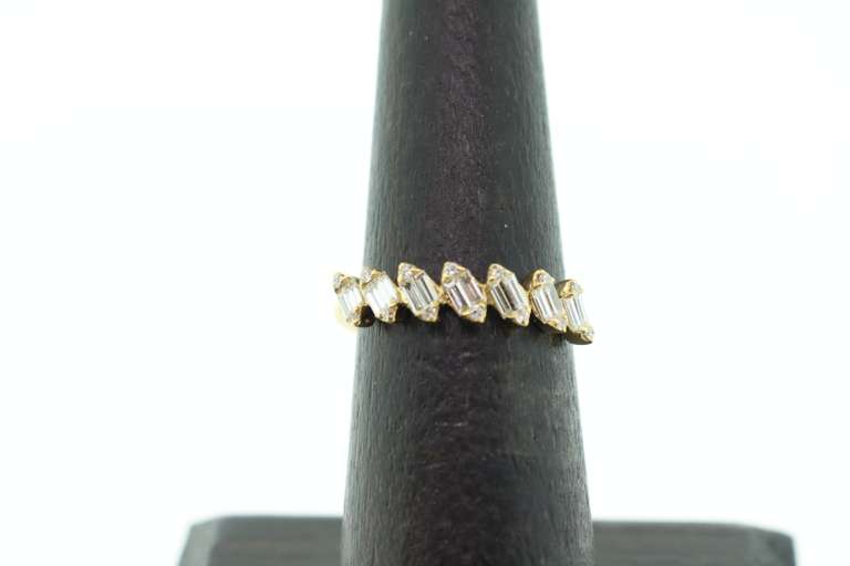 Slanted Diamond Row 18k Gold Ring