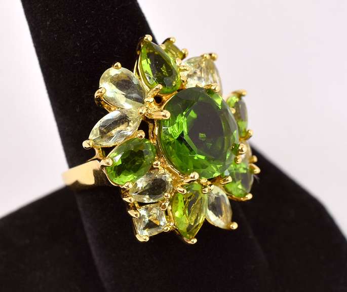 Striking Shades of Green Vermeil Ring