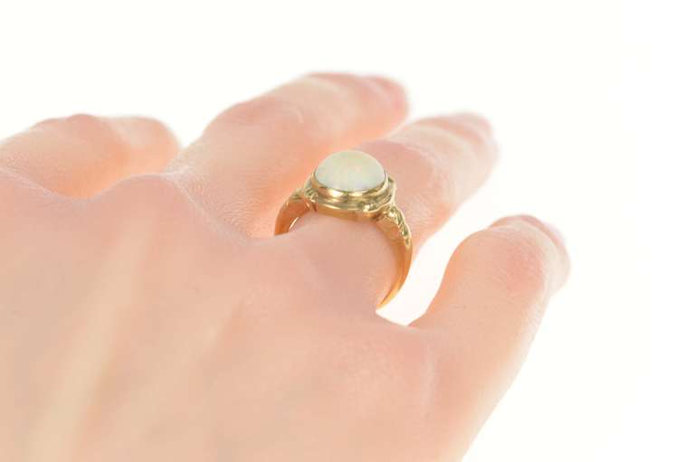 14K Yellow Gold 1940's Natural Opal Classic Statement Ring