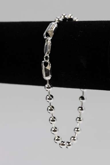 .925 Italian Sterling Silver 5mm Bead Chain Bracelet 8 Inches