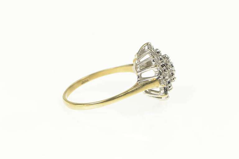 9K Yellow Gold Sapphire Diamond Cluster Striped Cocktail Ring