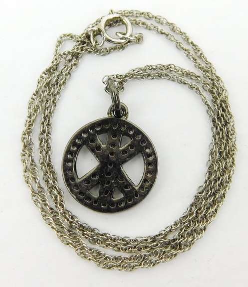 Sterling Pave Diamond Pendant & Chain