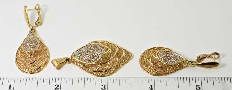 Lacy 18K Filligree Earring and Pendant Suite