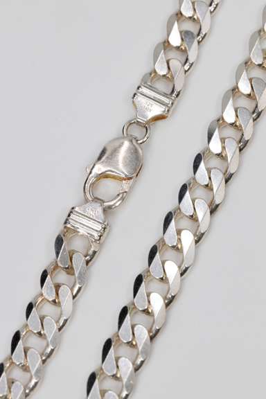 Italian .925 Sterling Silver 9mm Curb Link Chain 20 Inches