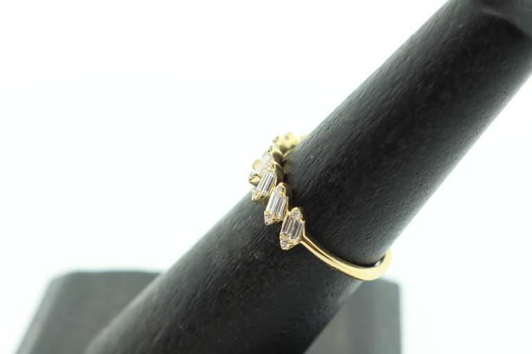 Slanted Diamond Row 18k Gold Ring