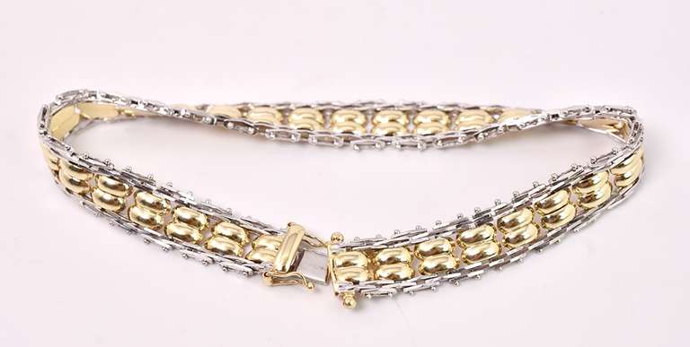 Lavish Fancy Link Bracelet in 14K Two-Tone Gold