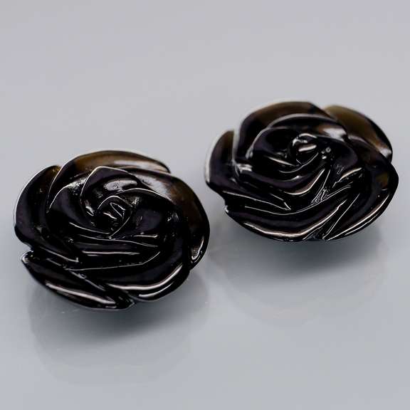 Detailed 9.63ct Tektite carved rose pair