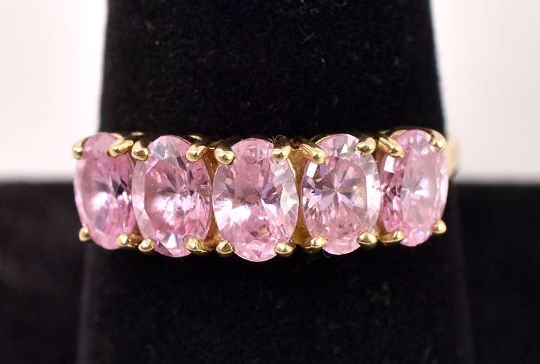 Sparkling Pink CZ Ring in 10K Yellow Gold