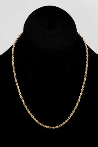 10k Gold 3mm Diamond Cut Silk Rope Chain 18 Inches