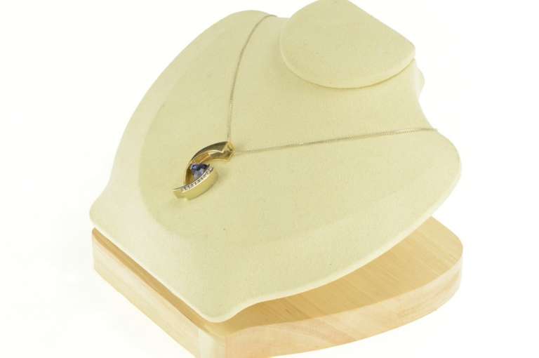 14K Yellow Gold 2.41 Ctw Trillion Sapphire Diamond Abstract Pendant