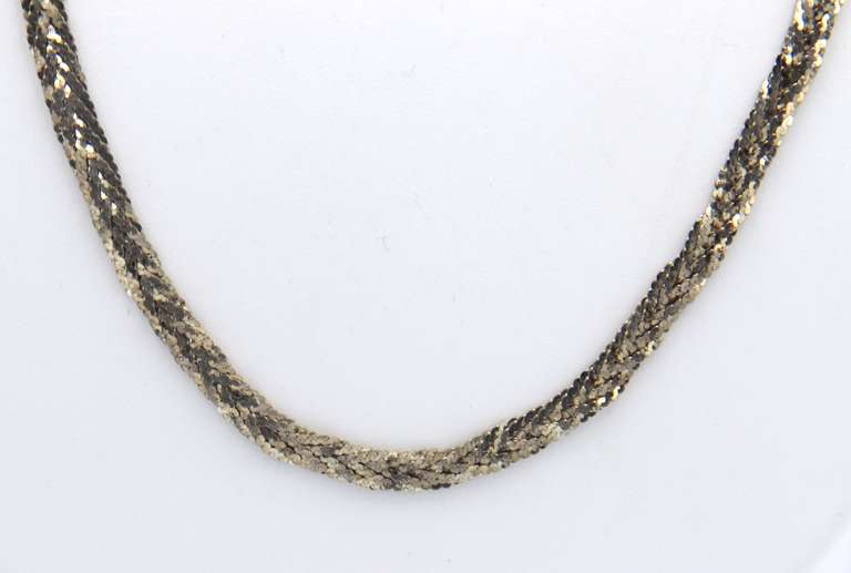 Set of Vintage Italian 925 Sterling Silver Braided Necklace with Bracelet
