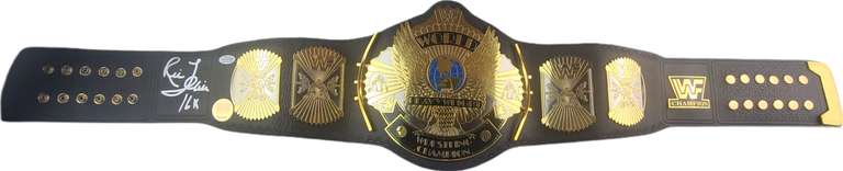 Ric Flair Autographed World Championship Winged Eagle Metal Leather Belt ACOA