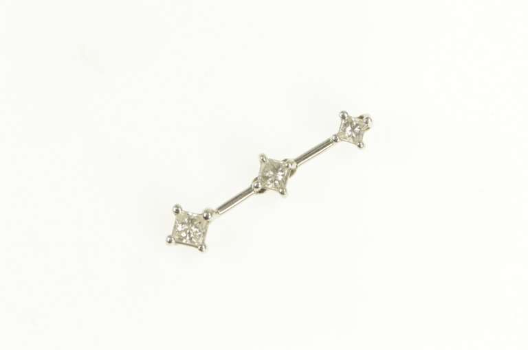 14K White Gold 0.50 Ctw Princess Diamond Tiered Drop Pendant