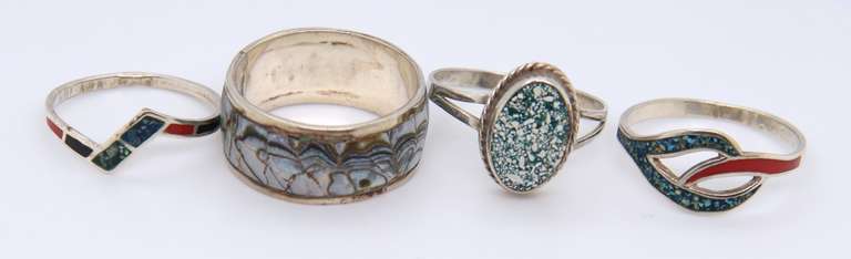 Vintage 925 Sterling Silver Group Lot of 7 Rings