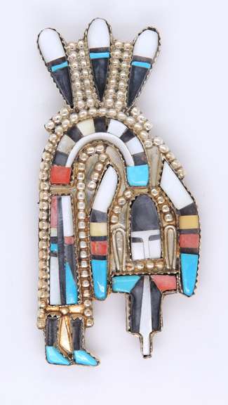 Vintage 925 Sterling Silver Amercan Indian Pendant Brooch