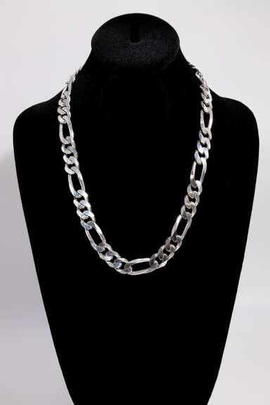 Italian Sterling Silver 12mm Figaro Chain 22 Inch