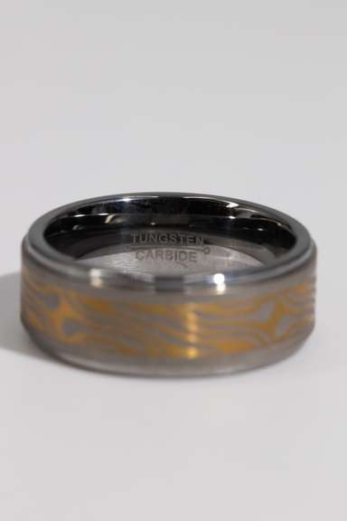 8mm Tungsten Carbide Wedding Band w/Laser Engraved Design Size 8