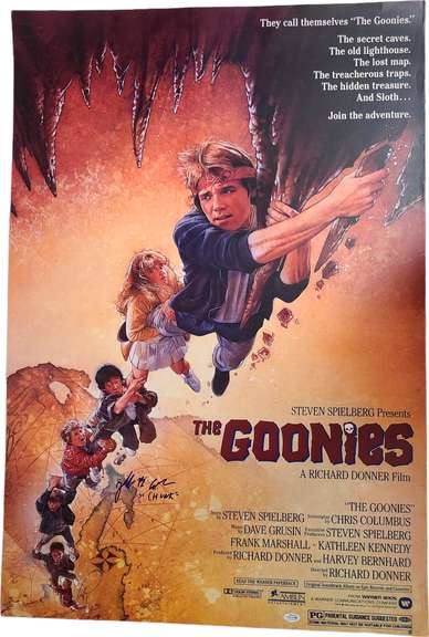 Jeff Cohen Autographed The Goonies Chunk 27x40 Movie Poster ACOA