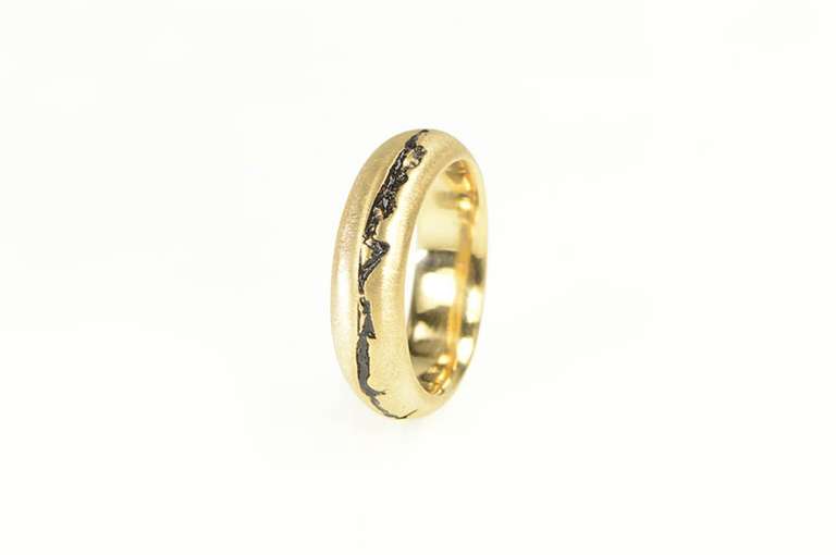 18K Yellow Gold Douglas Zaruba Designer Fracture Wedding Ring