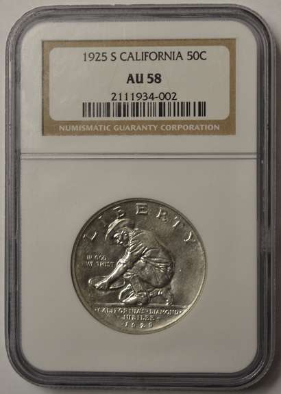 1925-S California Diamond Jubilee Commemorative Half Dollar NGC AU58