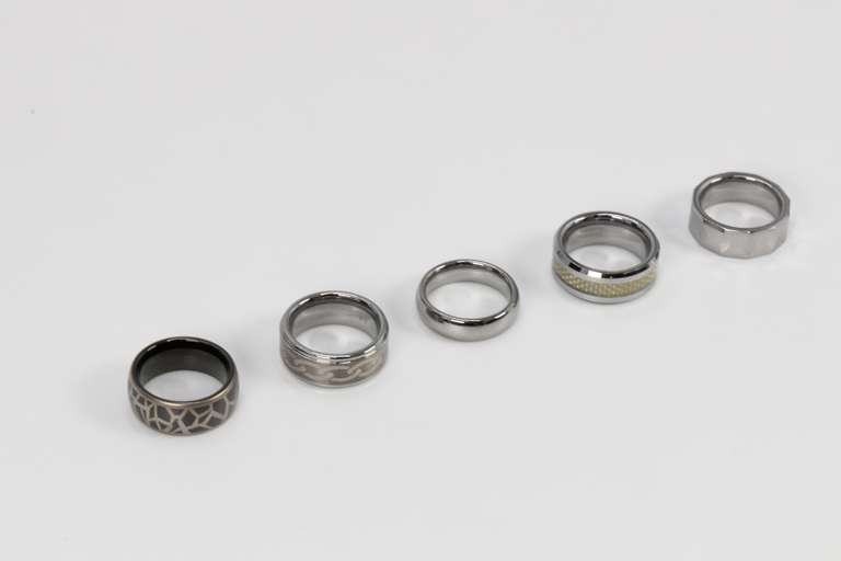 Lot of 5 Size 6 Tungsten Carbide Rings in Various Styles