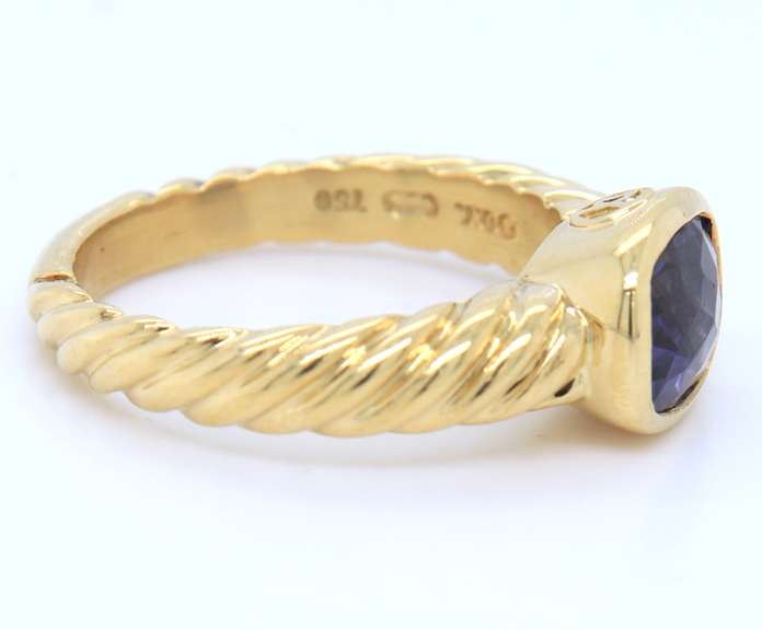 David Yurman 18kt Yellow Gold Iolite Ring